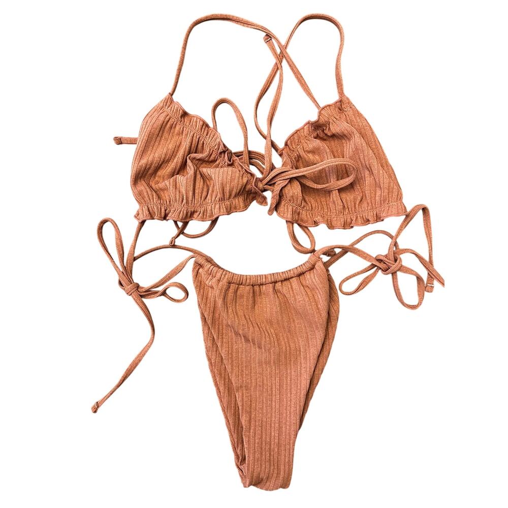 Shein Mauve String High Cut Tie Bikini Women's Medium